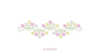 Flower Frame embroidery designs - Floral Divider machine embroidery pattern - Baby girl Kitchen towel file - Instant digital download pes