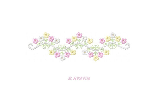 Flower Frame embroidery designs - Floral Divider machine embroidery pattern - Baby girl Kitchen towel file - Instant digital download pes