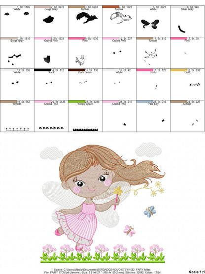 Fairy embroidery designs - Baby girl embroidery design machine embroidery pattern - Fantasy Pixie embroidery file - instant digital download