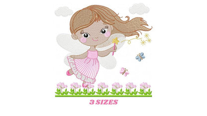 Fairy embroidery designs - Baby girl embroidery design machine embroidery pattern - Fantasy Pixie embroidery file - instant digital download