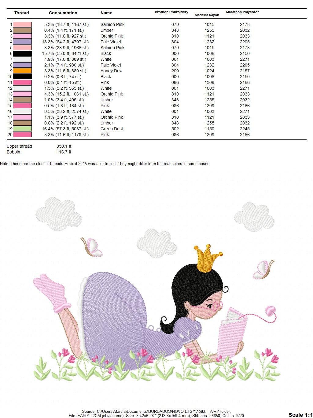 Girl embroidery designs - Princess embroidery design machine embroidery pattern - Fairy Pixie embroidery file - jef pes dst hus vip, vp3 Marcia Embroidery