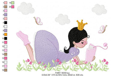 Girl embroidery designs - Princess embroidery design machine embroidery pattern - Fairy Pixie embroidery file - jef pes dst hus vip, vp3 Marcia Embroidery