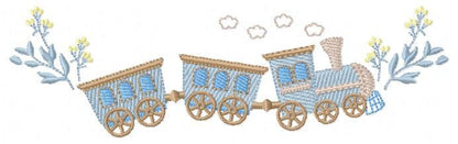 Train embroidery designs - Vehicle embroidery design machine embroidery pattern - boy embroidery file instant download - train with wagons