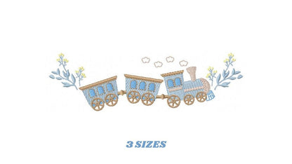 Train embroidery designs - Vehicle embroidery design machine embroidery pattern - boy embroidery file instant download - train with wagons