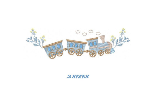 Train embroidery designs - Vehicle embroidery design machine embroidery pattern - boy embroidery file instant download - train with wagons