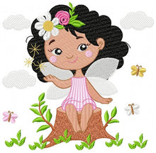 Carica l&#39;immagine nel visualizzatore di Gallery, Fairy embroidery designs - Baby girl embroidery design machine embroidery pattern - Fantasy Pixie embroidery file - Curly Hair girl pes jef
