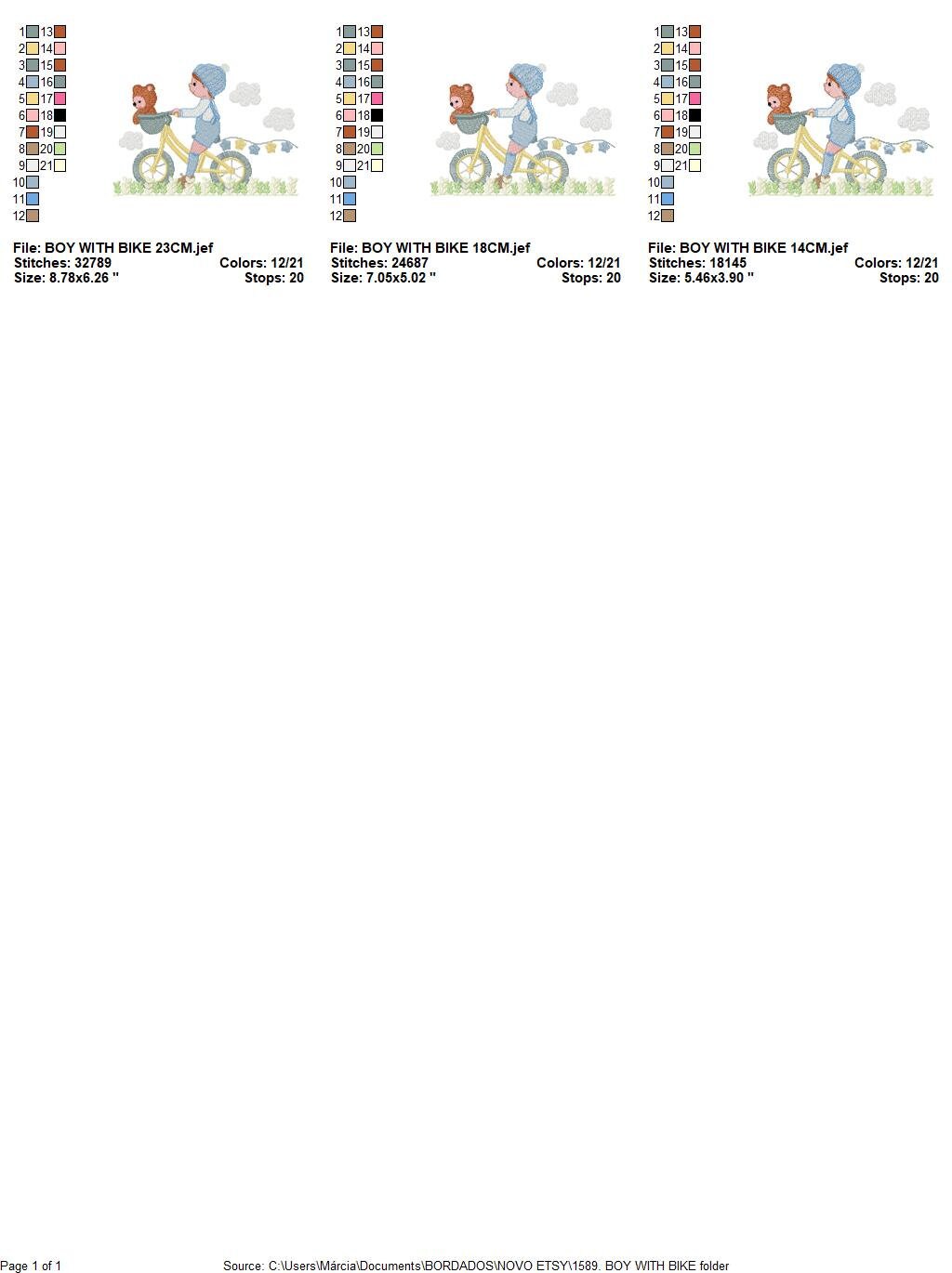 Boy with bike embroidery designs - Baby Boy embroidery design machine embroidery pattern -  instant download Bicycle cyclist Biker kid toy