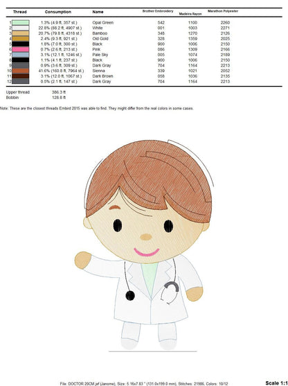Male Doctor embroidery designs - Hospital Nurse machine embroidery pattern - Medical Health Doctor file - Instant digital download pes jef