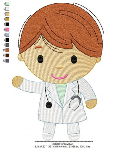 Male Doctor embroidery designs - Hospital Nurse machine embroidery pattern - Medical Health Doctor file - Instant digital download pes jef