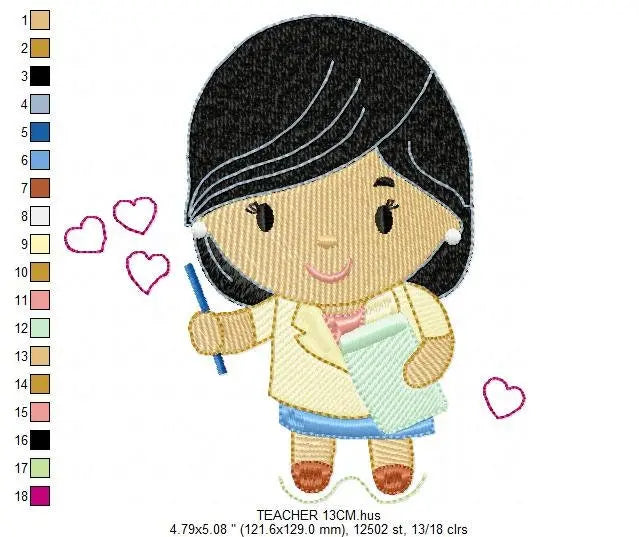 Teacher embroidery designs - Professor embroidery design machine embroidery pattern - instant download - Tutor embroidery file School class Marcia Embroidery