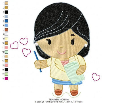 Teacher embroidery designs - Professor embroidery design machine embroidery pattern - instant download - Tutor embroidery file School class Marcia Embroidery