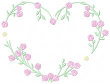 Laden Sie das Bild in den Galerie-Viewer, Heart with roses embroidery designs - Flower embroidery design machine embroidery pattern - Monogram Frame embroidery file - pes jef vip vp3
