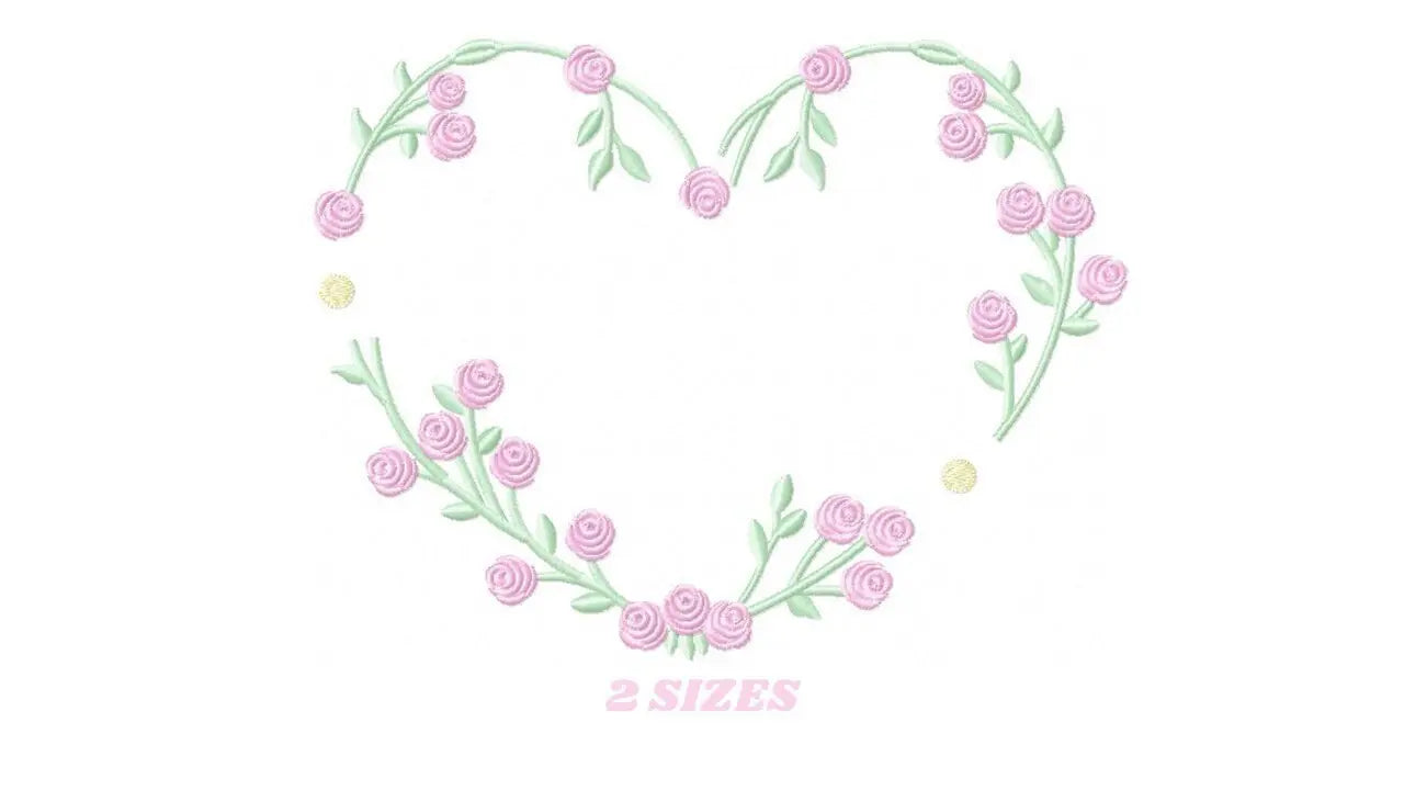 Heart with roses embroidery designs - Flower embroidery design machine embroidery pattern - Monogram Frame embroidery file - pes jef vip vp3 Marcia Embroidery
