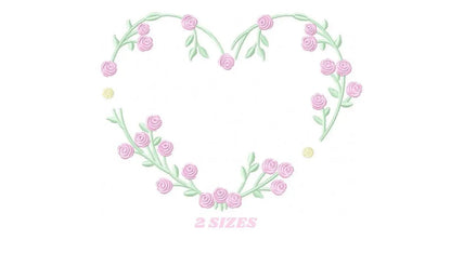 Heart with roses embroidery designs - Flower embroidery design machine embroidery pattern - Monogram Frame embroidery file - pes jef vip vp3 Marcia Embroidery