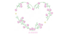 Laden Sie das Bild in den Galerie-Viewer, Heart with roses embroidery designs - Flower embroidery design machine embroidery pattern - Monogram Frame embroidery file - pes jef vip vp3
