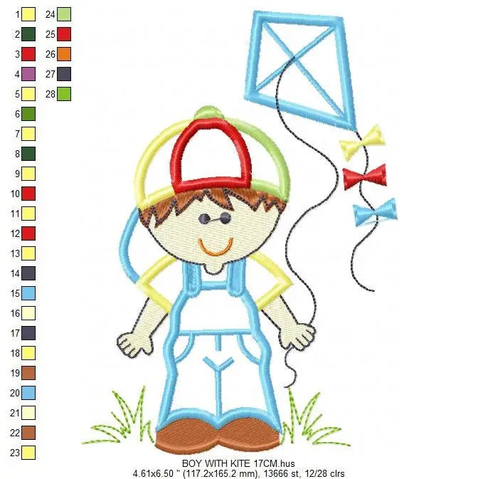 Kite embroidery designs - Boy embroidery design machine embroidery pattern - Children embroidery file - instant download jef pes vip vp3 hus Marcia Embroidery