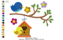 Cargar imagen en el visor de la galería, Bird embroidery designs - Bird House embroidery design machine embroidery pattern - instant download bird applique design - girl embroidery
