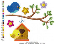 Charger l&#39;image dans la galerie, Bird embroidery designs - Bird House embroidery design machine embroidery pattern - instant download bird applique design - girl embroidery
