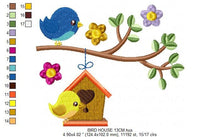 Load image into Gallery viewer, Bird embroidery designs - Bird House embroidery design machine embroidery pattern - instant download bird applique design - girl embroidery
