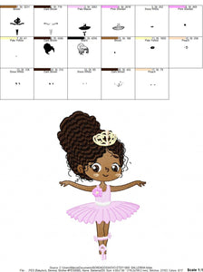 Ballerina embroidery designs - Ballet embroidery design machine embroidery pattern - instant download Curly hair girl embroidery file dancer