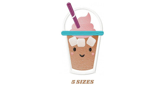 Milkshake embroidery design - Ice coffee embroidery designs machine embroidery pattern - Kitchen embroidery file - ice tea design download