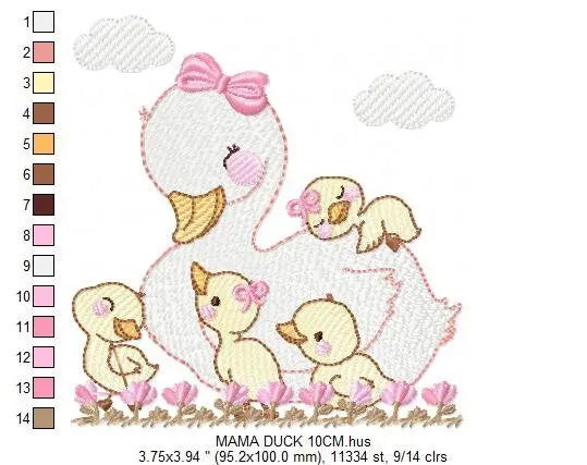 Mama Duck embroidery design - Baby girl embroidery designs machine embroidery pattern - animal embroidery file - duck flowers download Marcia Embroidery