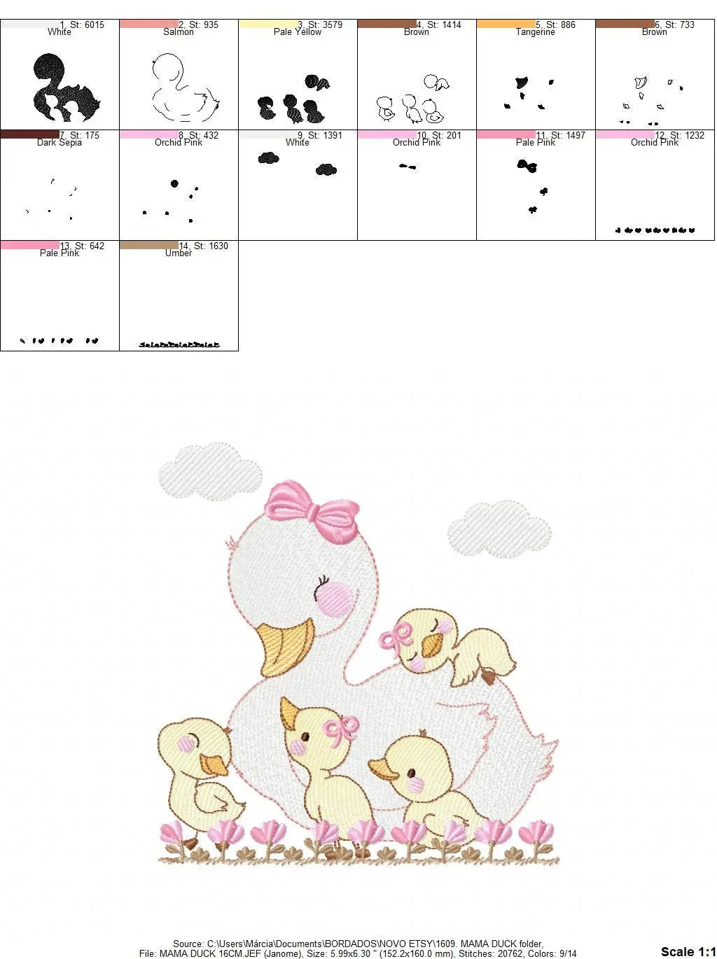 Mama Duck embroidery design - Baby girl embroidery designs machine embroidery pattern - animal embroidery file - duck flowers download Marcia Embroidery