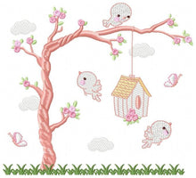 Charger l&#39;image dans la galerie, Bird embroidery designs - Bird House embroidery design machine embroidery pattern - instant download bird applique design - girl embroidery
