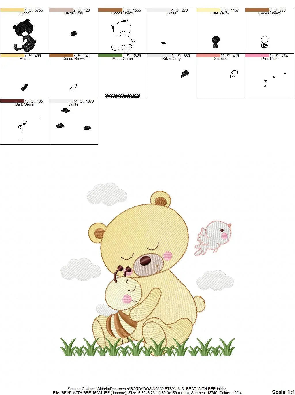 Bear embroidery designs - Baby girl embroidery design machine embroidery pattern - Bear with bee embroidery file - instant download file Marcia Embroidery