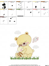 Carica l&#39;immagine nel visualizzatore di Gallery, Bear embroidery designs - Baby girl embroidery design machine embroidery pattern - Bear with bee embroidery file - instant download file
