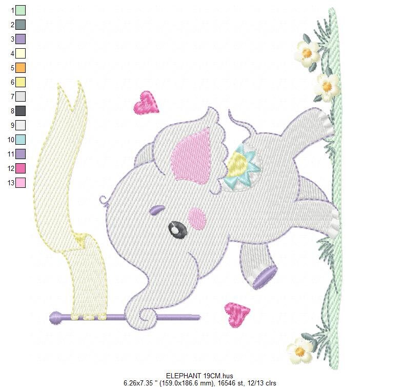 Elephant embroidery designs -  Animal embroidery design machine embroidery pattern - Baby boy embroidery file - instant download pes jef vip