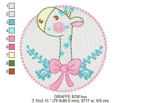 Giraffe with lace and flowers embroidery designs - Safari animal embroidery design machine embroidery pattern - Baby Girl embroidery file - instant download