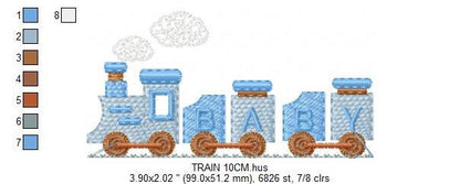Train embroidery designs - Train with wagons machine embroidery pattern - Baby boy Convoy Track file -  Instant digital download pes jef dst