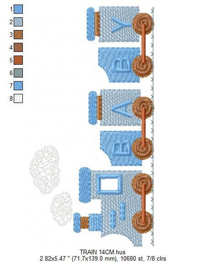 Train embroidery designs - Train with wagons machine embroidery pattern - Baby boy Convoy Track file -  Instant digital download pes jef dst