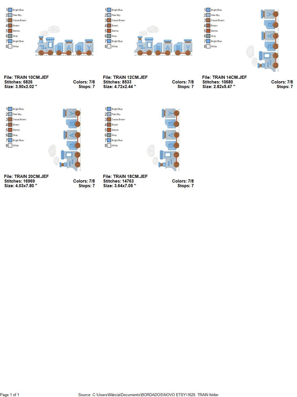 Train embroidery designs - Train with wagons machine embroidery pattern - Baby boy Convoy Track file -  Instant digital download pes jef dst