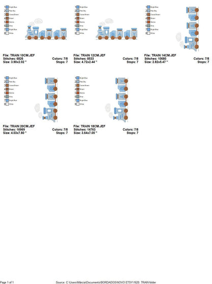 Train embroidery designs - Train with wagons machine embroidery pattern - Baby boy Convoy Track file -  Instant digital download pes jef dst