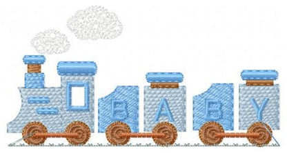 Train embroidery designs - Train with wagons machine embroidery pattern - Baby boy Convoy Track file -  Instant digital download pes jef dst