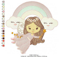 Charger l&#39;image dans la galerie, Fairy embroidery designs - Baby girl embroidery design machine embroidery pattern - Fantasy Pixie embroidery file - instant digital download
