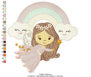 Fairy embroidery designs - Baby girl embroidery design machine embroidery pattern - Fantasy Pixie embroidery file - instant digital download