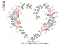 Charger l&#39;image dans la galerie, Heart with roses embroidery designs - Flower embroidery design machine embroidery pattern - Monogram Frame embroidery file - pes jef vip vp3
