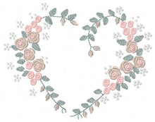 Cargar imagen en el visor de la galería, Heart with roses embroidery designs - Flower embroidery design machine embroidery pattern - Monogram Frame embroidery file - pes jef vip vp3
