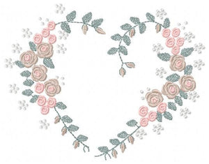 Heart with roses embroidery designs - Flower embroidery design machine embroidery pattern - Monogram Frame embroidery file - pes jef vip vp3