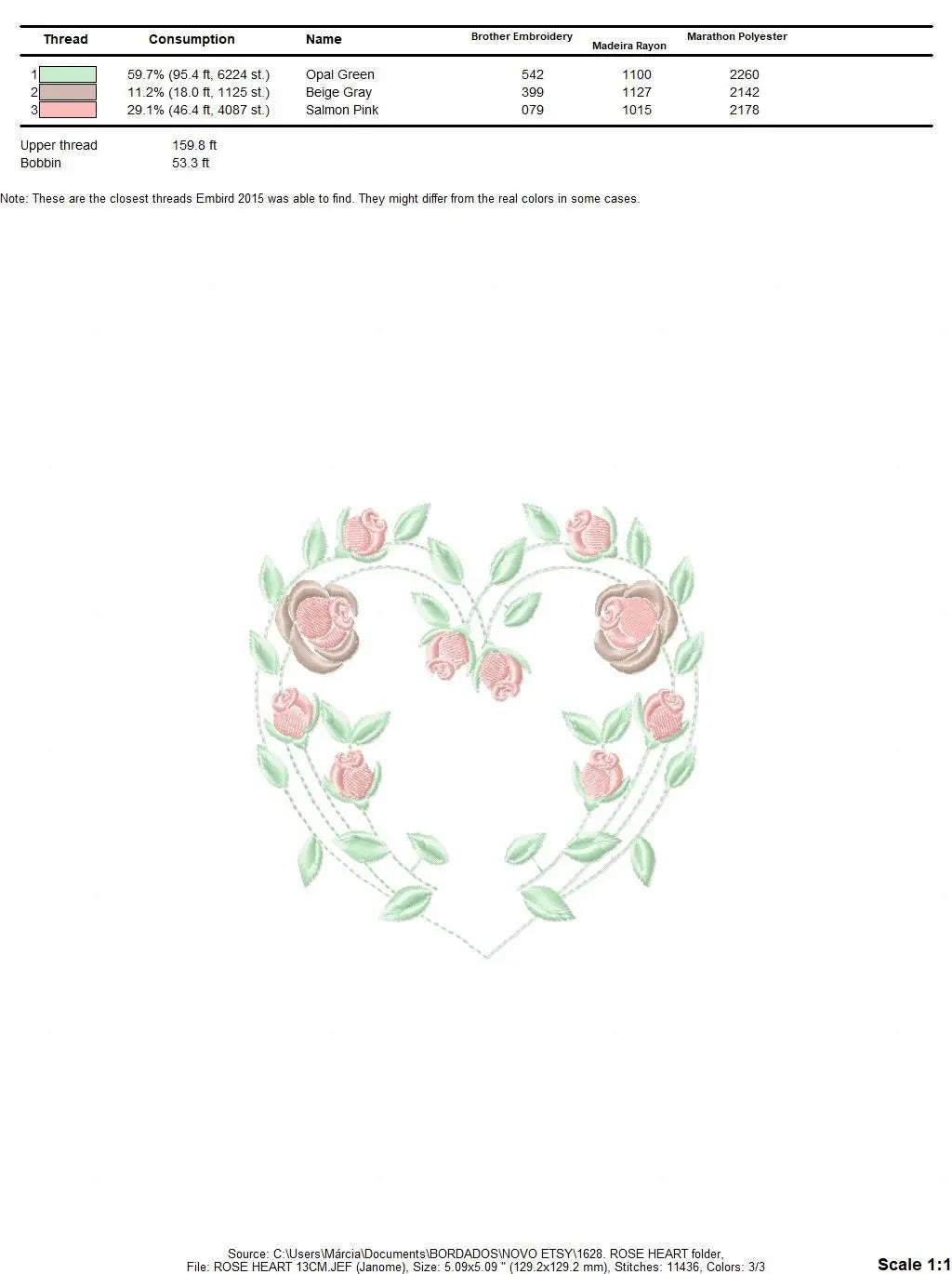 Heart with roses embroidery designs - Flower embroidery design machine embroidery pattern - Monogram Frame embroidery file - pes jef vip vp3 Marcia Embroidery