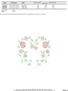 Heart with roses embroidery designs - Flower embroidery design machine embroidery pattern - Monogram Frame embroidery file - pes jef vip vp3