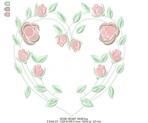 Heart with roses embroidery designs - Flower embroidery design machine embroidery pattern - Monogram Frame embroidery file - pes jef vip vp3