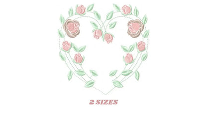 Heart with roses embroidery designs - Flower embroidery design machine embroidery pattern - Monogram Frame embroidery file - pes jef vip vp3 Marcia Embroidery