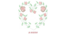 Laden Sie das Bild in den Galerie-Viewer, Heart with roses embroidery designs - Flower embroidery design machine embroidery pattern - Monogram Frame embroidery file - pes jef vip vp3
