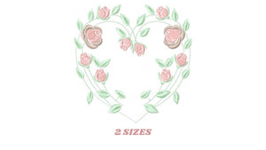 Heart with roses embroidery designs - Flower embroidery design machine embroidery pattern - Monogram Frame embroidery file - pes jef vip vp3