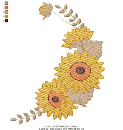 Flowers embroidery designs - Flower corner embroidery design machine embroidery pattern - Towel embroidery file Marcia Embroidery
