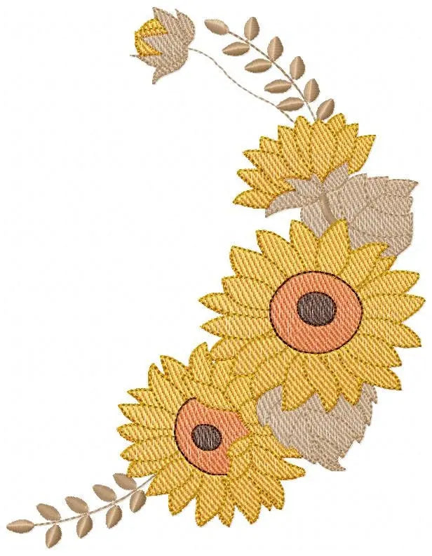 Flowers embroidery designs - Flower corner embroidery design machine embroidery pattern - Towel embroidery file Marcia Embroidery